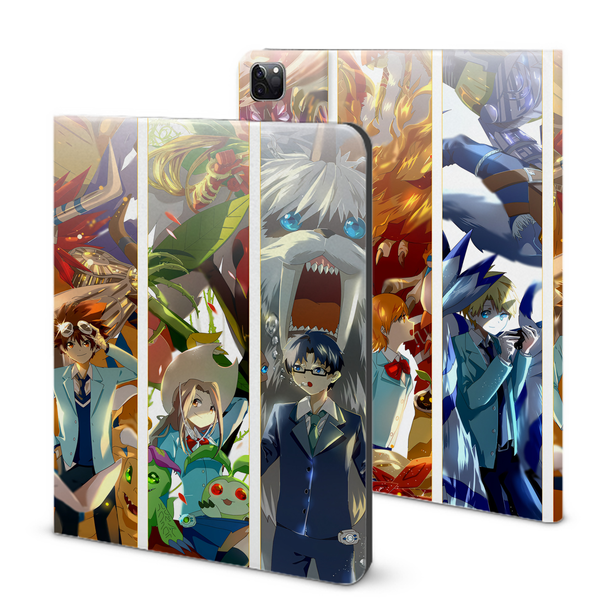 （画像用） Digimon デジタルモンスター/デジモン IPad ケース ブック型 PUレザー TPU 耐衝撃 軽量 薄型 ペン収納なし 全面保護 IPad 各モデル対応